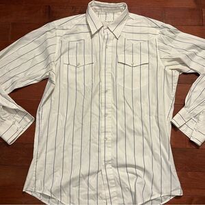 LongHorn Blue and White Striped Button Down Size 16.5